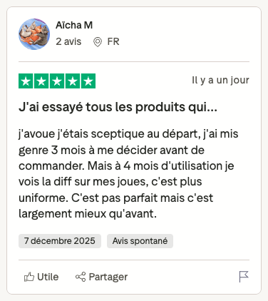 Avis Trustpilot Aïcha M. — 5 étoiles