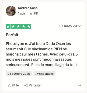 Avis Trustpilot Kadidia S. — 5 étoiles