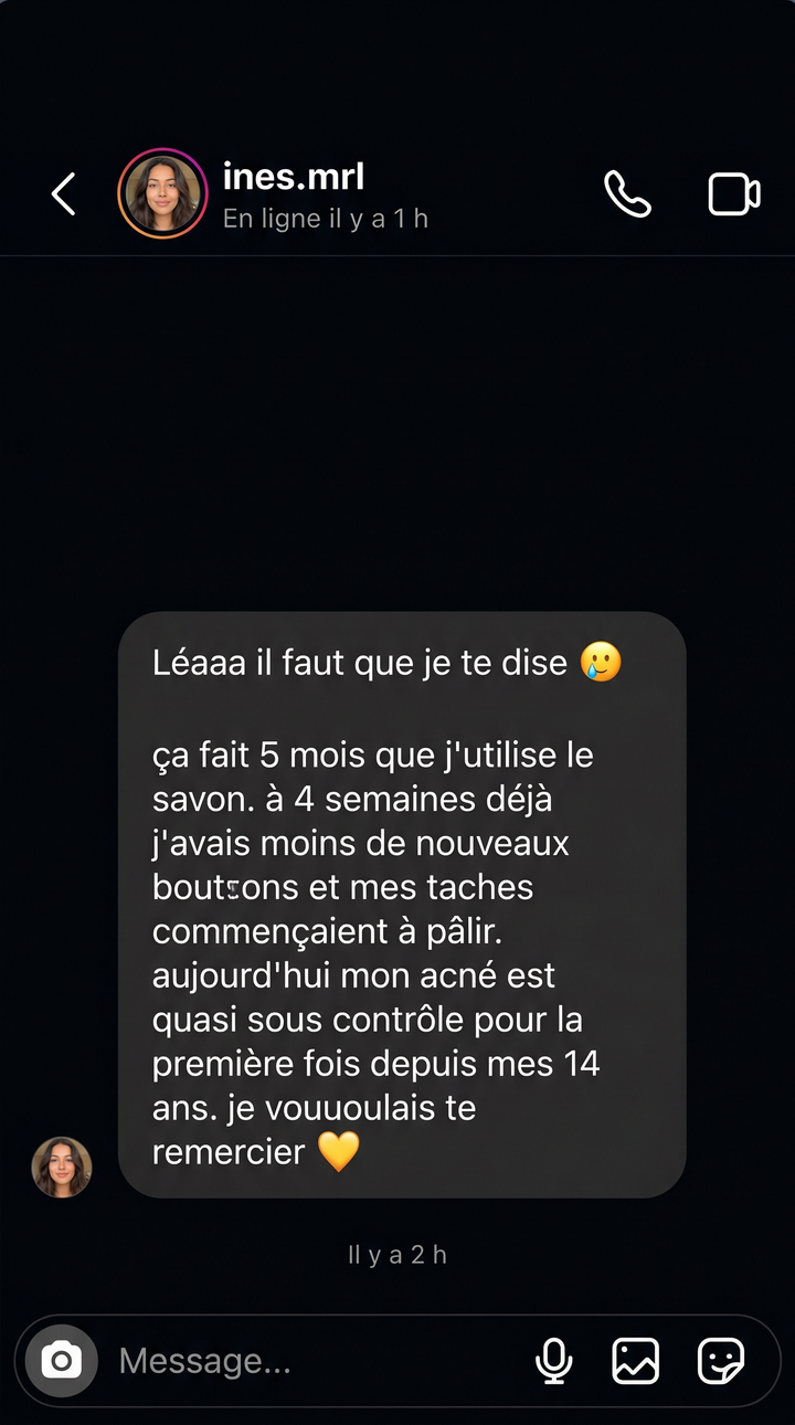 DM Instagram d'Inès — témoignage à 5 mois